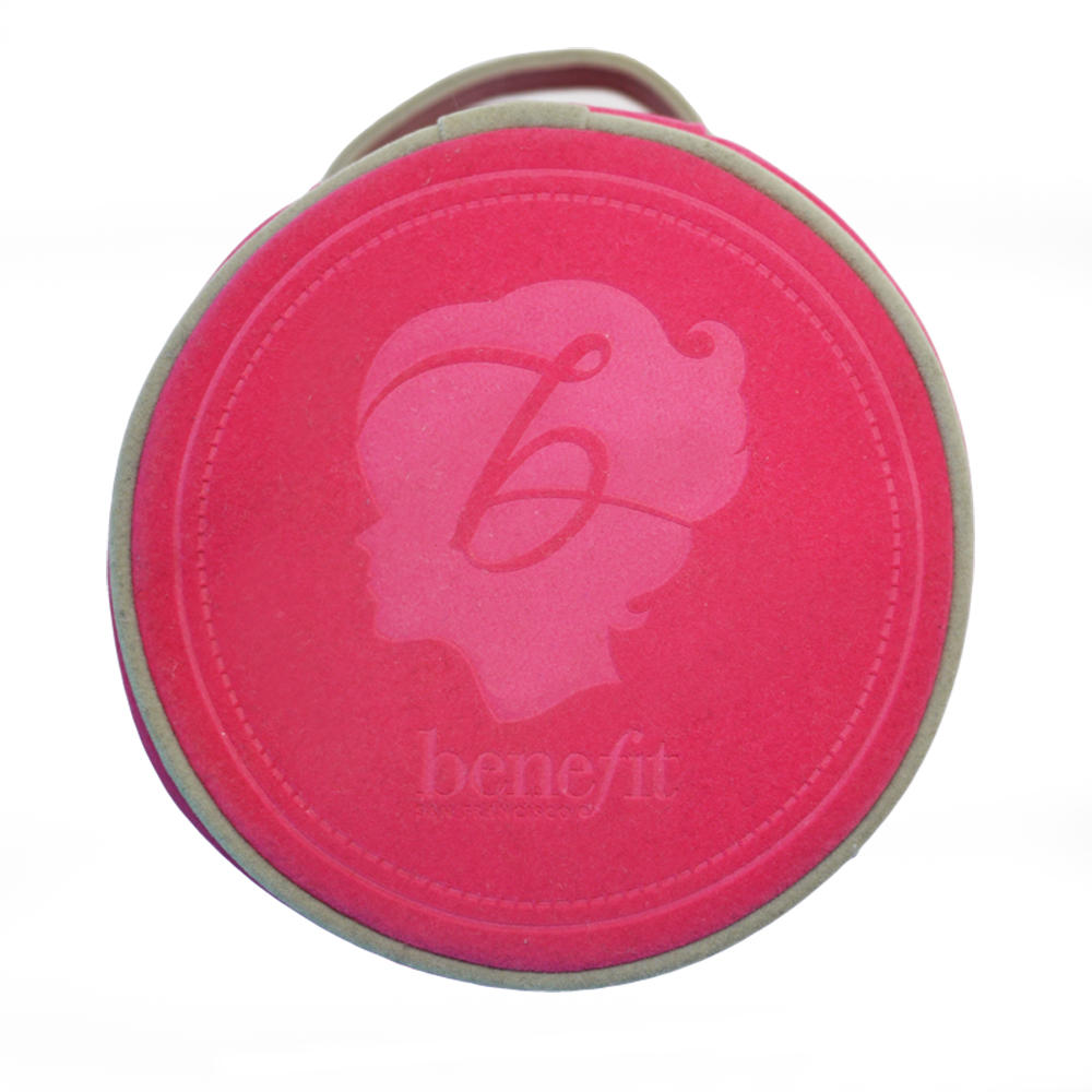 Benefit Pink Suede Round Makeup Bag