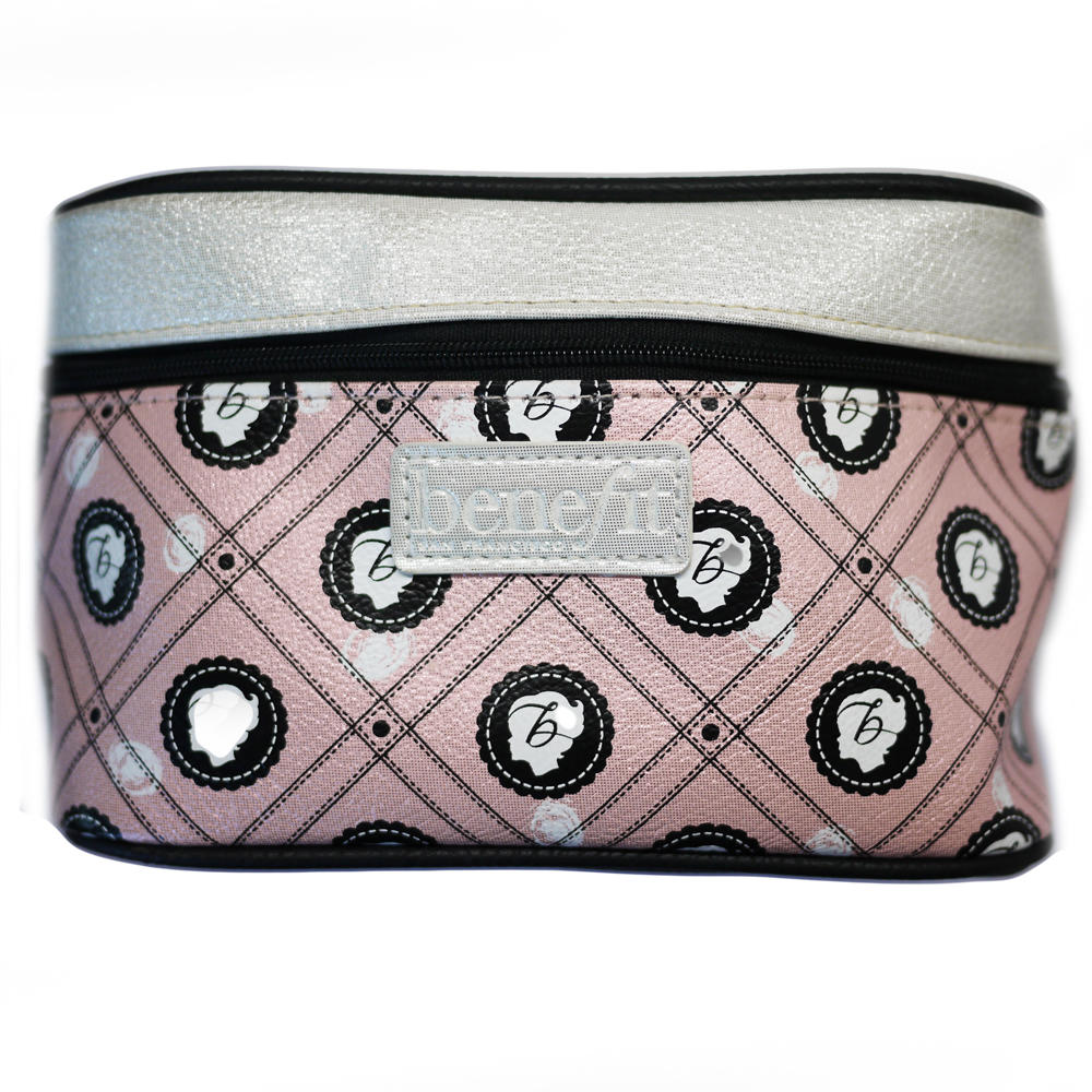 Benefit Large Pink & Silver Makeup Bag  #0