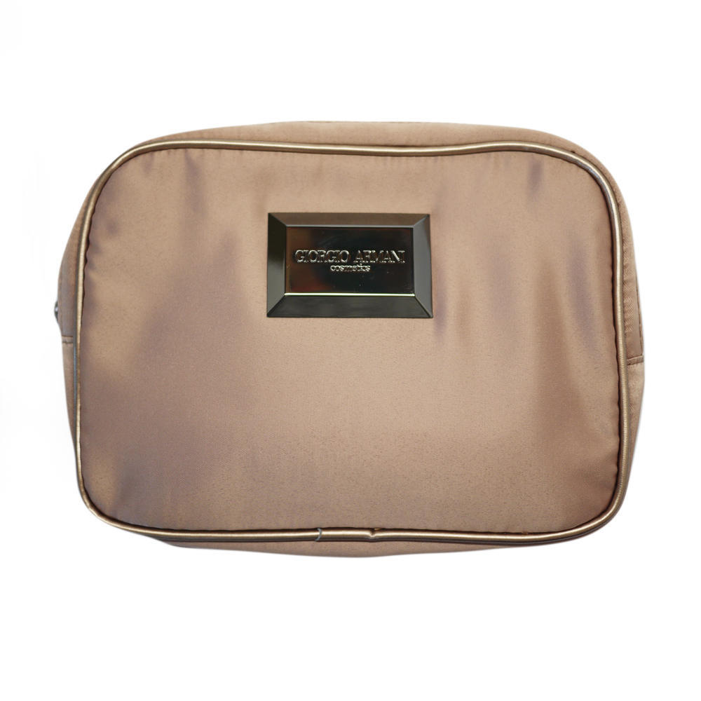 Giorgio Armani Tan Satin Makeup Bag