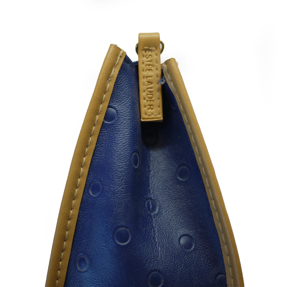 Estee Lauder Leather Dotted Blue Large Makeup Bag #1