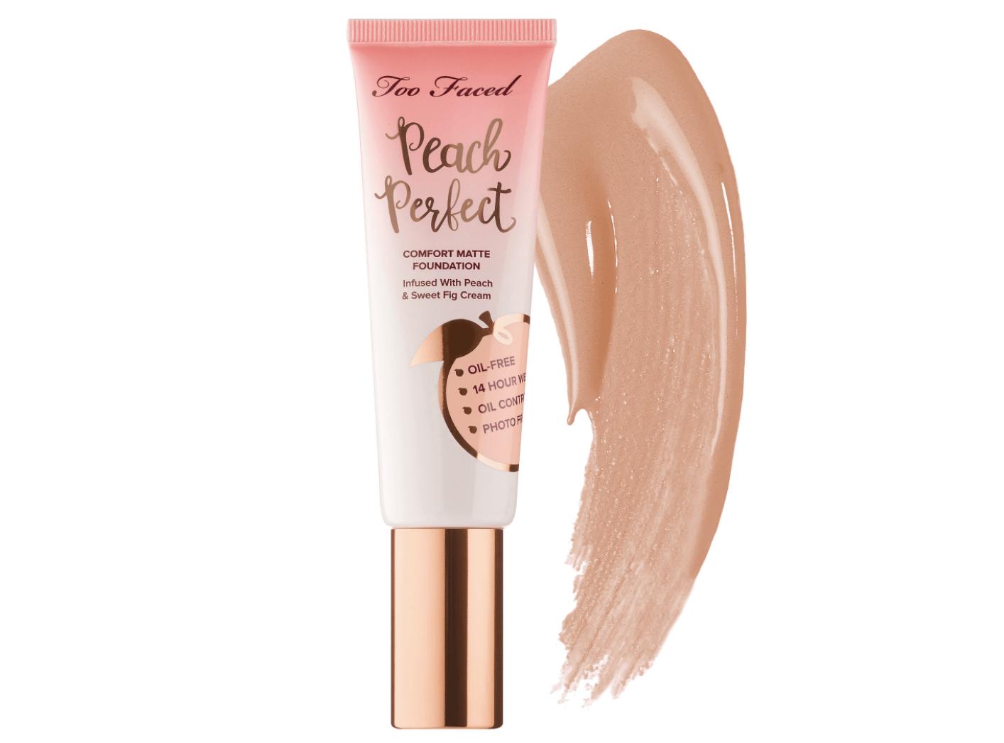 Too Faced Peach Perfect Comfort Matte Foundation Golden Beige