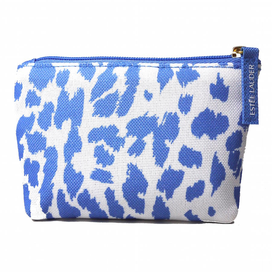 Estee Lauder Periwinkle Cheetah Print Makeup Bag