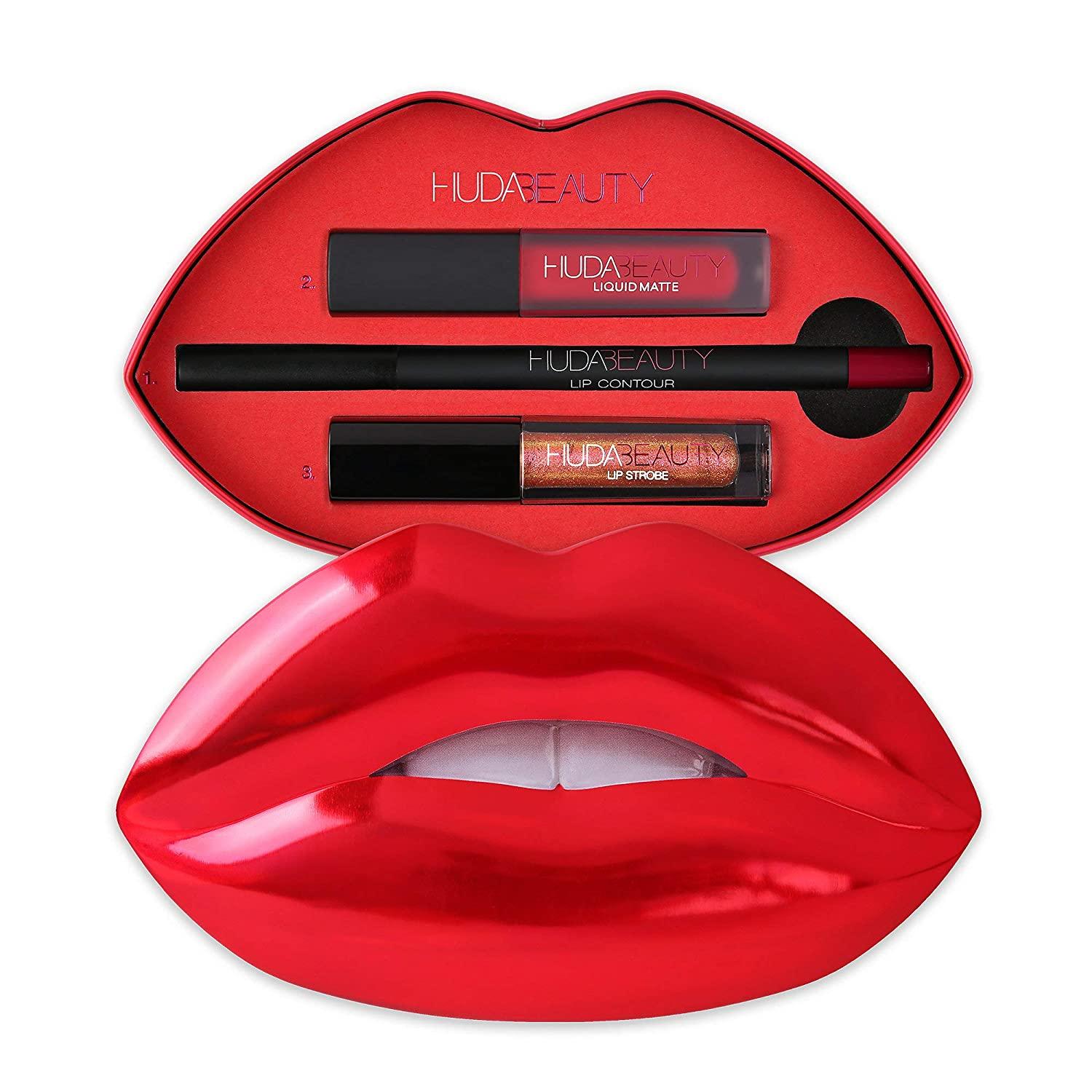 Huda Holiday Contour And Strobe Lip Set Trophy Wife Rose