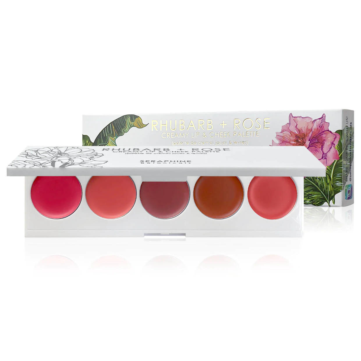 Seraphine Botanicals Rhubarb + Rose Creamy Lip & Cheek Palette