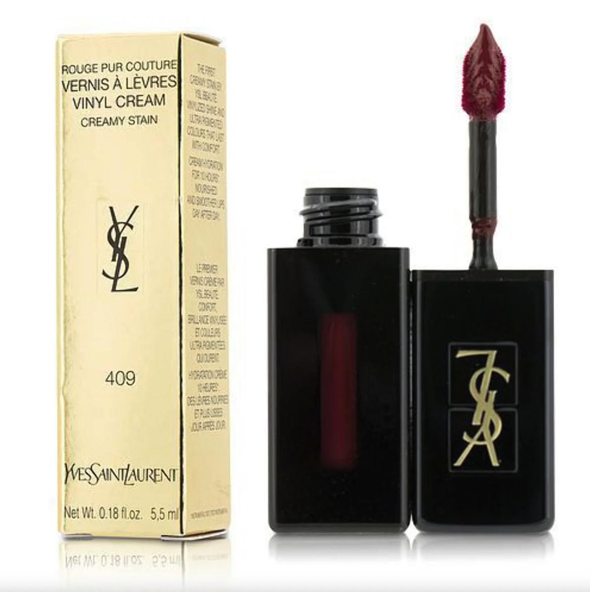 YSL Vinyl Cream Lip Stain Burgundy Vibes 409